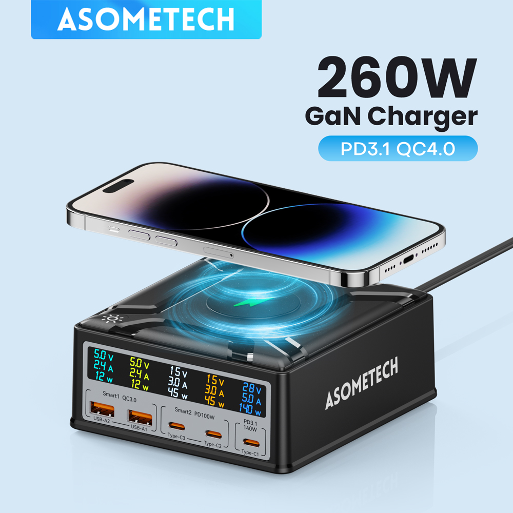 Usb C Hub - شاحن USB C GaN بقدرة 260