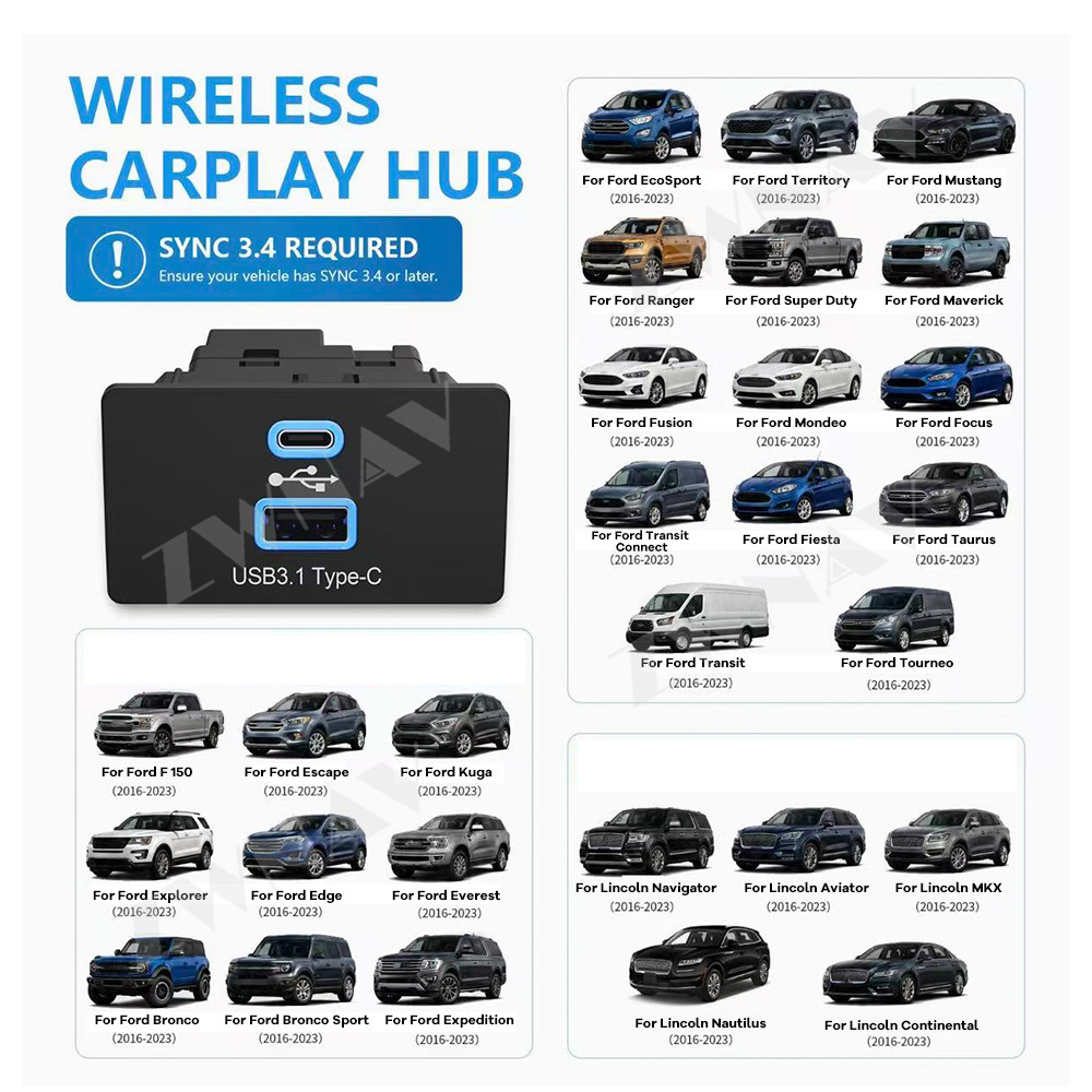 Usb Hub - محول CarPlay وAndroid Auto اللاسلكي لسيارات