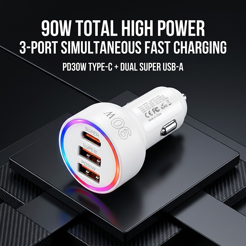 Usb C Hub - شاحن سيارة بقوة 90 واط مع