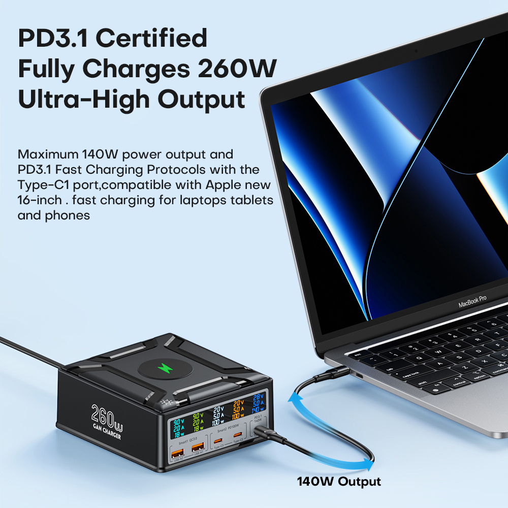 شاحن USB C GaN بقدرة 260 وات،  - مراجعة Usb C Hub وسعره