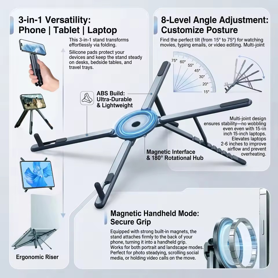 حامل هاتف مغناطيسي قابل للطي 3 - مراجعة Laptop Stand وسعره